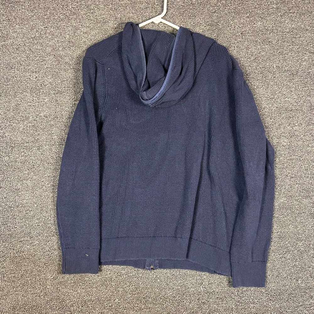 Calvin Klein Mens Navy Blue Waffle Knit Full Zip Hoodie Sweater Jacket Large - Picture 8 of 9